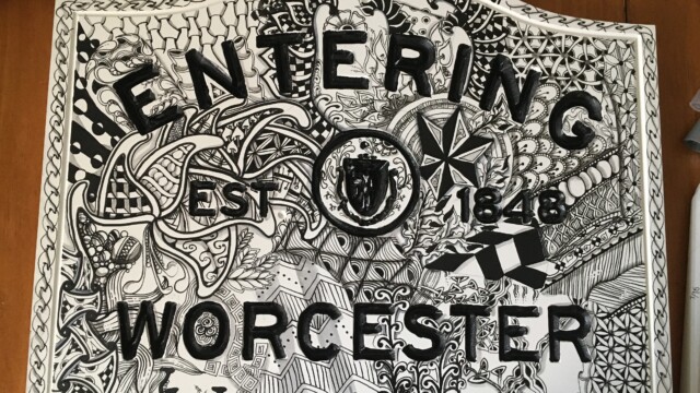 Worcester sign to raise money for art education in Worcester, MA